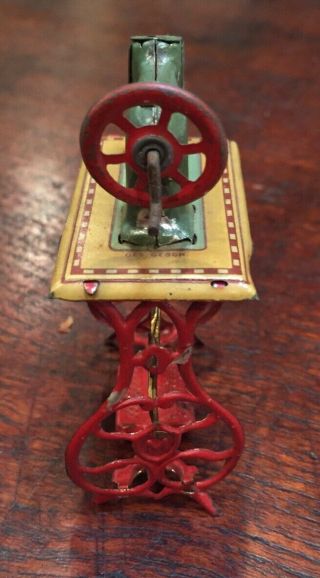 Early 1900’s Meier Sewing Machine Penny Toy—Tin Litho Mini Sewing Machine Toy 2