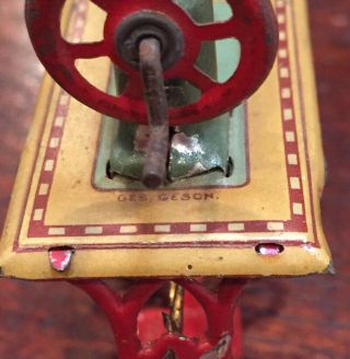Early 1900’s Meier Sewing Machine Penny Toy—Tin Litho Mini Sewing Machine Toy 3