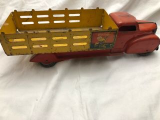 Vintage Marx Coca Cola Stake Bed Delivery truck (1940 ' s) w/ coke carrying case 2