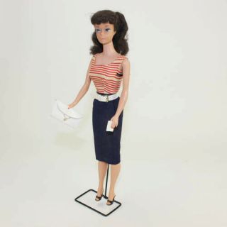 Vintage Barbie Ponytail Doll Roman Holiday Cruise Stripes Outfit,  Dress,  Hanky