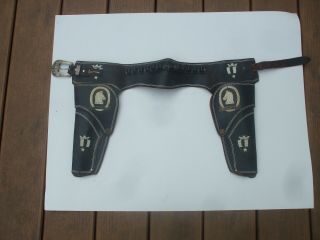Restless Gun Double Leather Toy Gun Holster Belt Vintage 1950