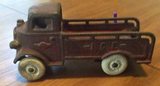 Vintage 1930s Arcade Cast Iron Ice Truck With Driver 6 1/2 Inches Long