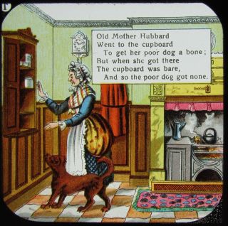 Glass Magic Lantern Slide Old Mother Hubbard No1 C1890 Fairy Tale Drawing