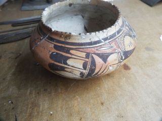 Very Old American Indian Pueblo Pottery Pot Recovered In 1929 Museum Piece