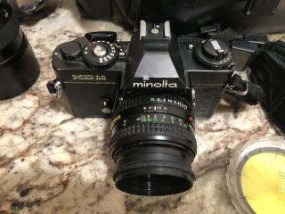Vintage Minolta XD - 11 35mm SLR Film Camera bundle w/ 2 Lenses & Accessories 3