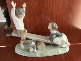 Vintage Lladro Figurine " Boy And Girl On The Swing "