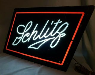 Schlitz Beer Sign With Fake Neon Lighting,  Looks Like Neon.