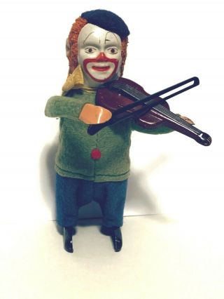 Schuco Tin Wind Up Clown With Violin