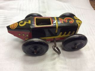 Vintage Marx Wind - Up Toy Race Car Litho Tin Missing Driver