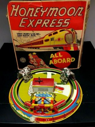 Marx Tin - Litho “honeymoon Express” Train Wind - Up Toy