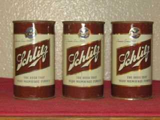 3 Schlitz 1949 Flat Top Beer Cans