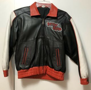 Vintage Betty Boop Leather Bomber Jacket Girls Size 10 Black & Red