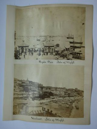 2 1870s Sepia Photos Of Isle Of Wight - Ryde Pier & Ventnor