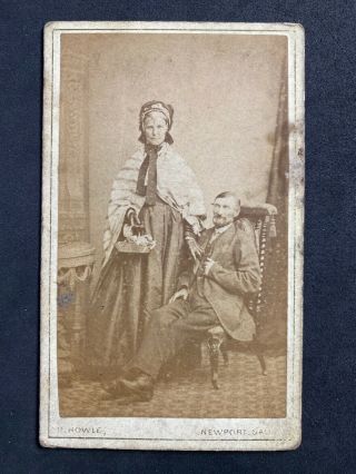Victorian Carte De Visite Cdv: Couple Man Sleeping? Pm?: Howle: Newport Salop