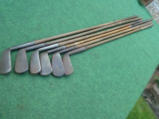 6 Vintage Hickory smooth faced irons need TLC Bargain old golf memorabilia 3