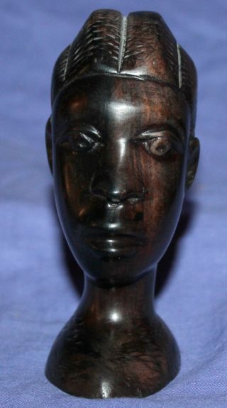 Vintage African Hand Carved Wood Boy Head Figurine