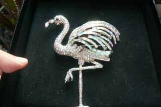Large Butler And Wilson Vintage Diamante Flamingo Brooch