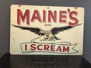 Maine’s I Scream Tim Sign Metal Ice Cream Sign Advertising Eagle Sign