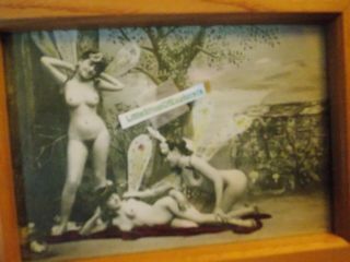 Vintage Erotica Threesome Nude Picture 5x7 Framed Sexual Naked Women Lesbian Art 2