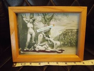 Vintage Erotica Threesome Nude Picture 5x7 Framed Sexual Naked Women Lesbian Art 3