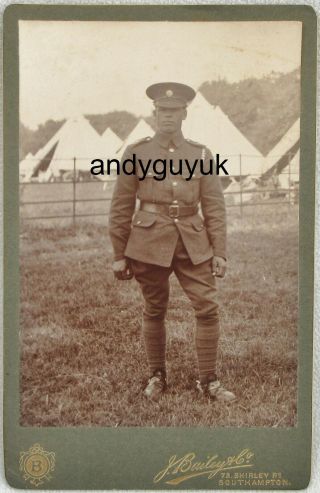 Cabinet Card Black African Soldier In Military Camp Southampton Antique Photo