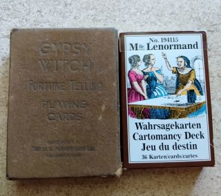Vintage Gypsy Witch Fortune Telling Card Set Plus Lenormand Bonus Tarot Deck Set