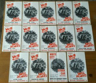 ×14 Vintage 1972 White City Manchester Hell Drivers/stock Car Racing Programmes