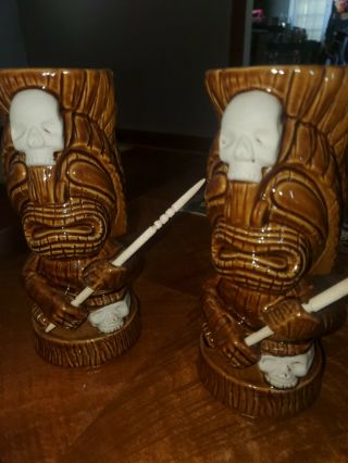 Munktiki Warrior Ceramic Tiki Mug Cup Set Of 2 By Kevin Murray