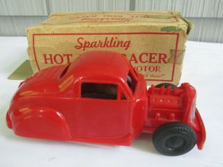 Vintage Marx Sparkling Hot Rod Racer Toy 3 Red Friction Motor