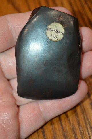 Outstanding Black Hematite Woodland Celt Benton Co,  Mo 2.  5/8 X 1.  75 Fine