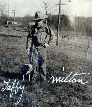 1910 Little Boy Cowboy Costume Boston Terrier Dog Idd Milton Nichols Vtg Photo