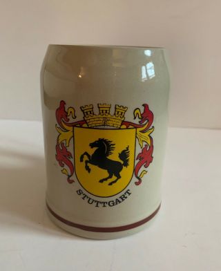 Vintage Coat Of Arms Beer Stein Beer Mug.  5 Liter Stuttgart Germany Marked