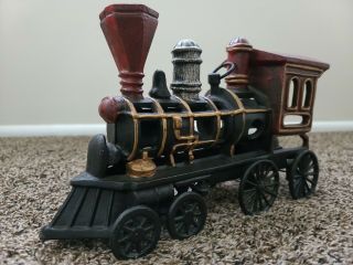 Large Heavy Cast Iron Train Steam Engine Locomotive Candle Holder Lamp 14 " Long