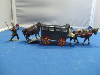 Johillco Four Wheel Cattle Float Pre War W Drover,  Cow And Driver