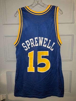Vintage Champion Golden State Warriors Latrell Sprewell Basketball Jersey Sz.  48 2