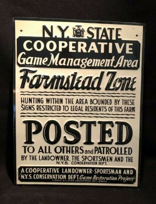 Ny State Game Management Area Farmstead Hunting Metal Sign W Raised Lettering