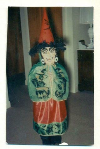 Ca.  1970 Vintage Halloween Color Snapshot Child In Witch Costume