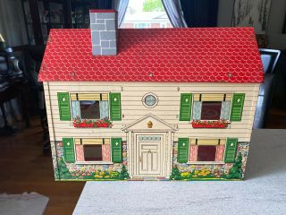 Vintage 1940/50s Two Story Tin Litho Doll House