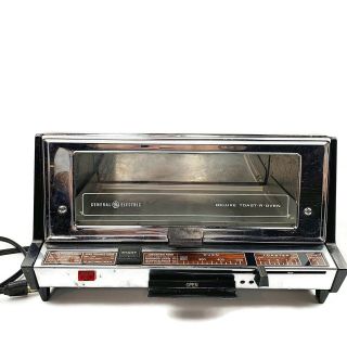 Vtg Ge General Electric Deluxe Toast - R - Oven T - 93b Chrome Toaster Oven 60s