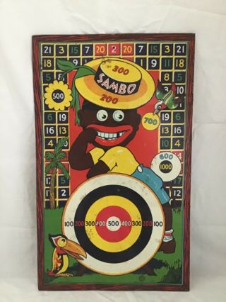 Wyandotte Vintage Sambo Tin Dart Target Board Game Black Americana