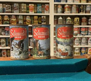 3 Different Schmidt Beer Flat Top Cans