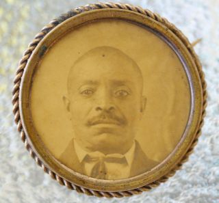 Antique Portrait Photo African American Gentleman In Suit Pinback Photograph