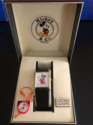 Disney Vintage Seiko Sorcerer Mickey Mouse Watch Fantasia Wristwatch Mib