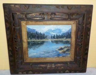 Mildred Ames Waters California Artist Oil Painting Mountains By The Stream Vtg