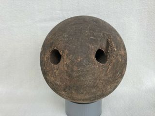 Antique Wooden Double Finger Hole Bowling Ball
