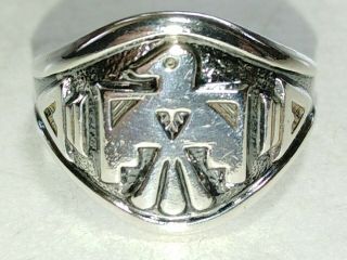 Vintage Old Pawn - Thunderbird Sterling Silver " Hand Stamped " Ring Sz.  7 (4.  Grams)