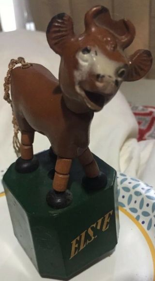 Vintage Elsie The Cow Wooden Toy Push Puppet Mespo Products Milwaukee Wisconsin