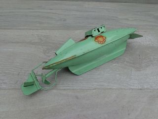 Vintage 1950 ' s SUTCLIFFE England Tin Plate Clockwork NAUTILUS Submarine Toy 2