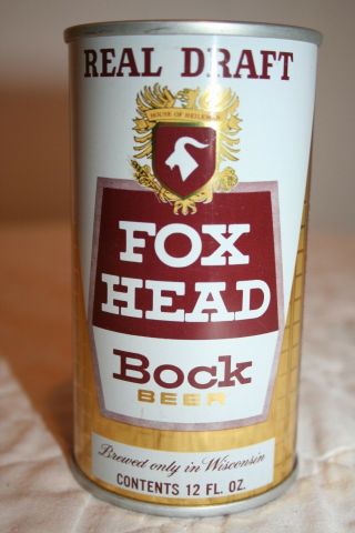 Fox Head Bock Real Draft Beer 12 Oz.  Ss Pull Tab From Sheboygan,  Wisconsin