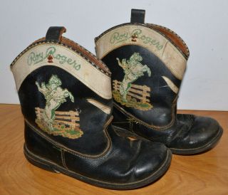 Vintage Roy Rogers Baby Cowboy Boots Size 8d B.  F.  Goodrich Leather Trigger